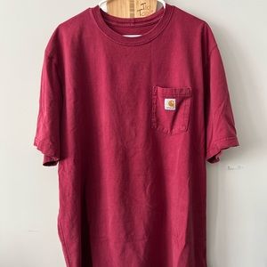 Maroon Carhartt T-Shirt with Front Pocket